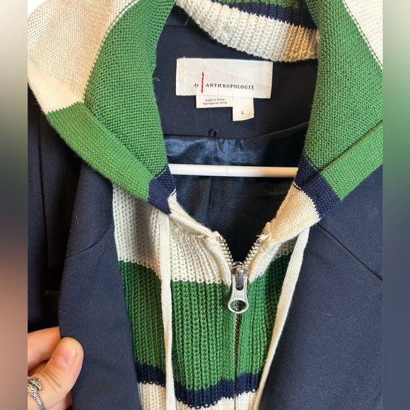 NWT Anthropologie Hooded Khloe Blazer W Striped Sweater Dickie Size Large - Picture 6 of 8